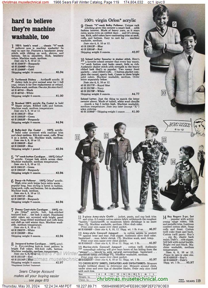 1966 Sears Fall Winter Catalog, Page 119