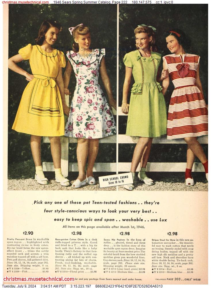 1946 Sears Spring Summer Catalog, Page 222