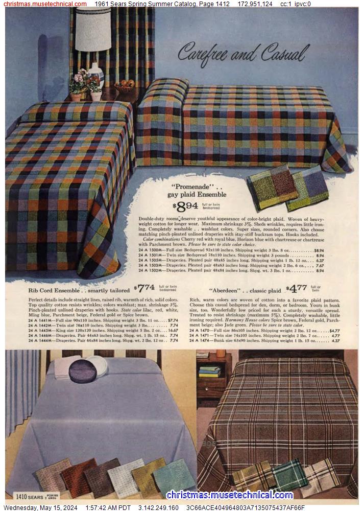 1961 Sears Spring Summer Catalog, Page 1412