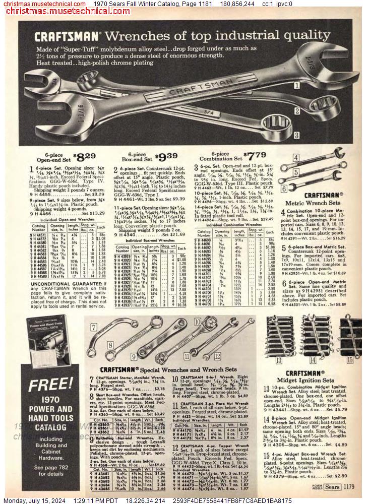 1970 Sears Fall Winter Catalog, Page 1181
