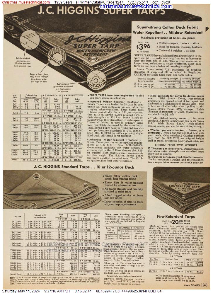 1959 Sears Fall Winter Catalog, Page 1247