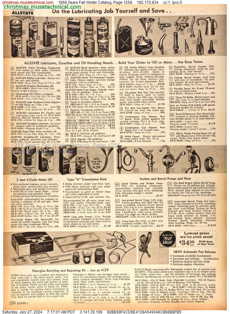 1958 Sears Fall Winter Catalog, Page 1258