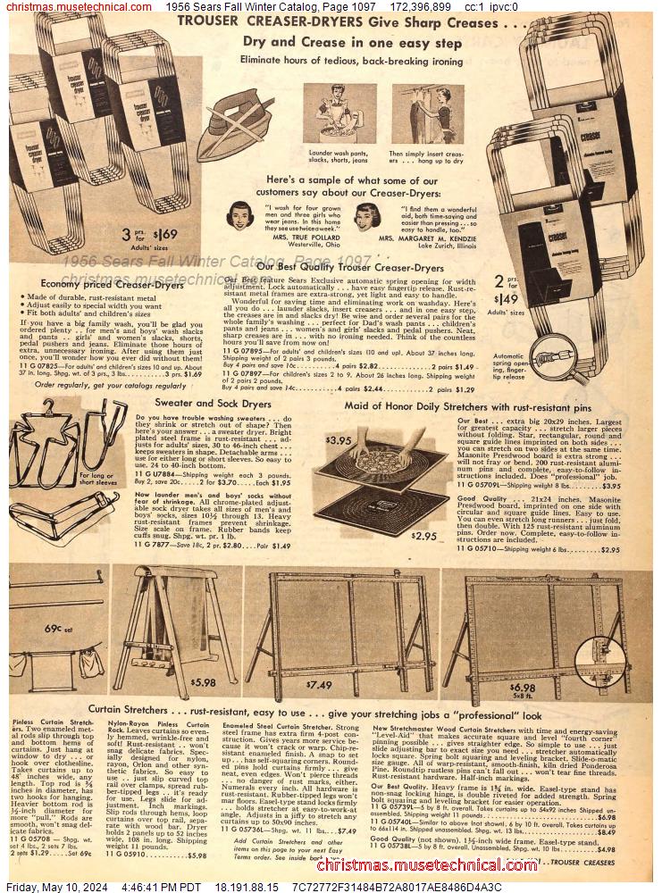 1956 Sears Fall Winter Catalog, Page 1097