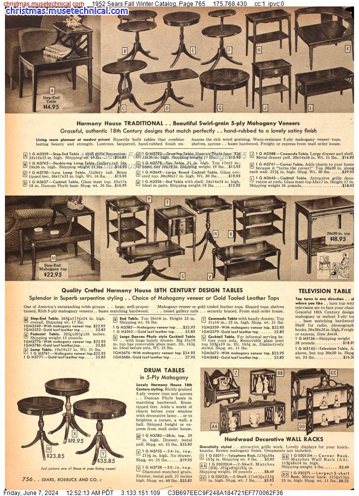1952 Sears Fall Winter Catalog, Page 765