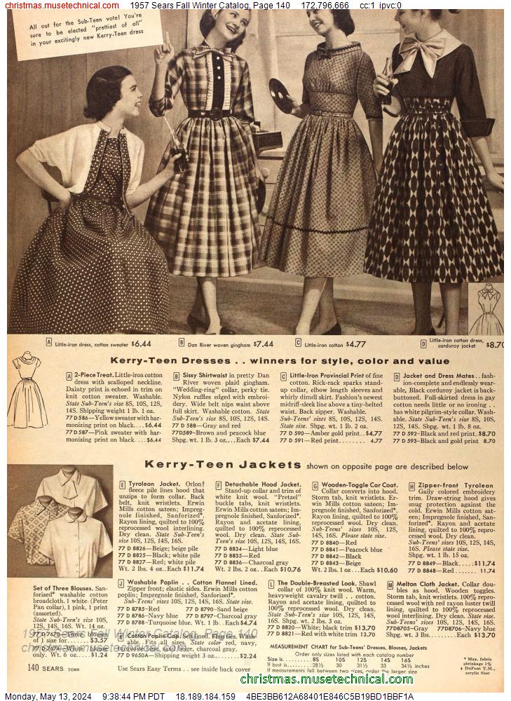 1957 Sears Fall Winter Catalog, Page 140