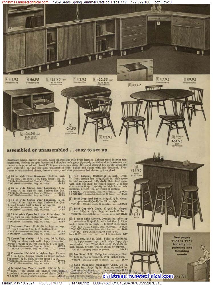1959 Sears Spring Summer Catalog, Page 773