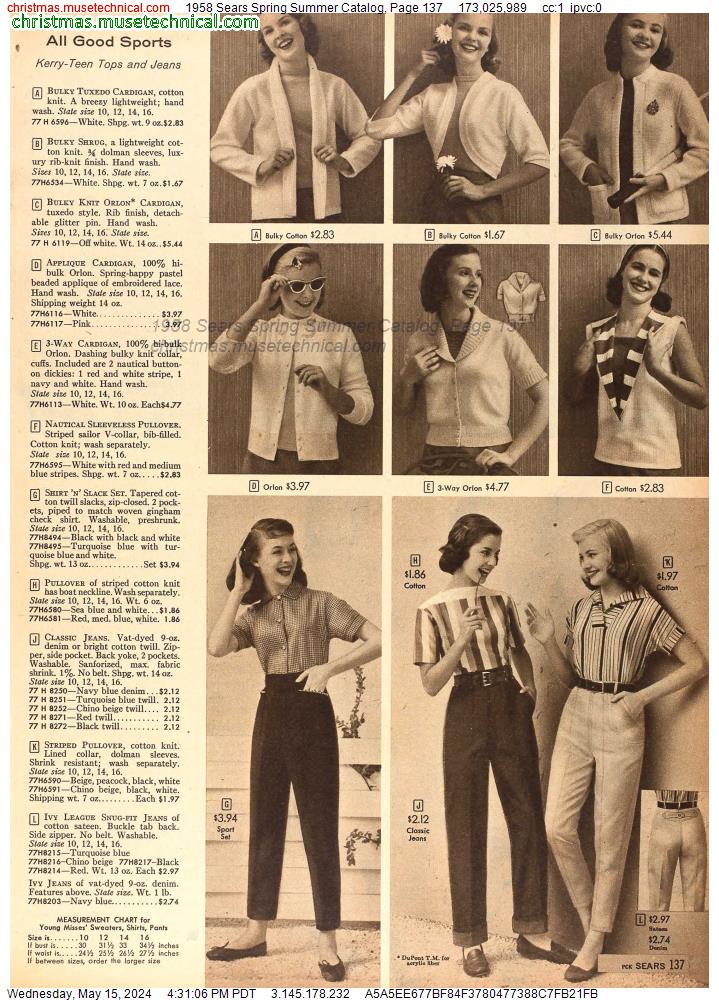 1958 Sears Spring Summer Catalog, Page 137