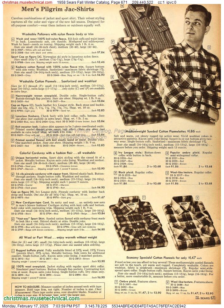 1958 Sears Fall Winter Catalog, Page 671