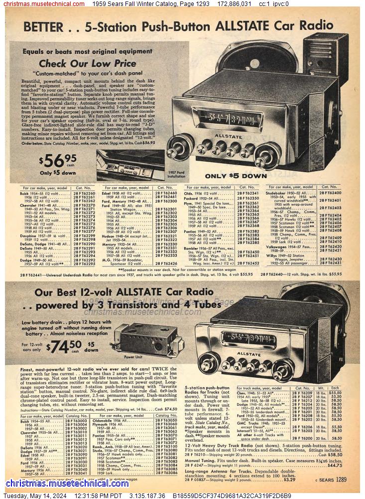 1959 Sears Fall Winter Catalog, Page 1293