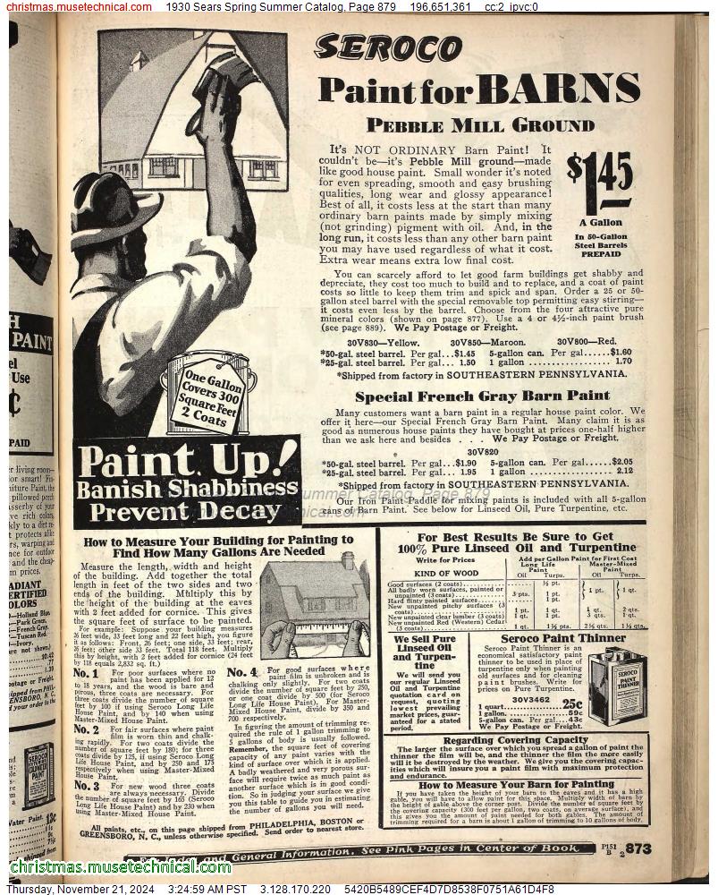 1930 Sears Spring Summer Catalog, Page 879