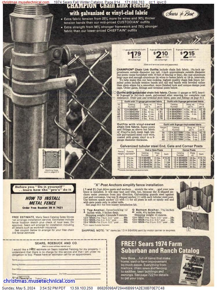 1974 Sears Fall Winter Catalog, Page 814