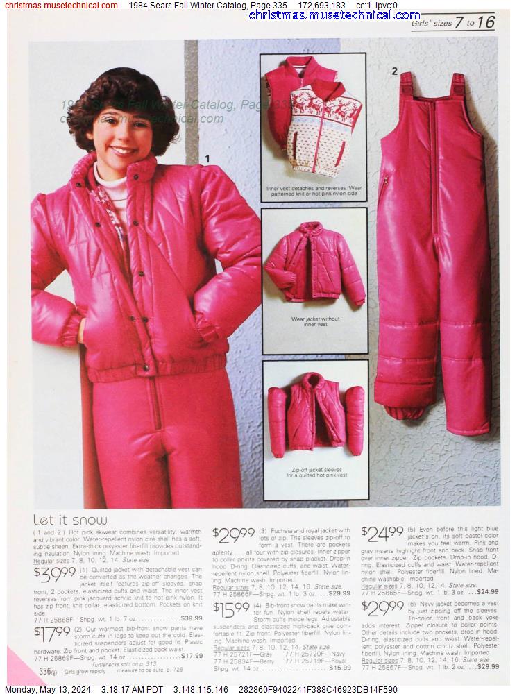 1984 Sears Fall Winter Catalog, Page 335