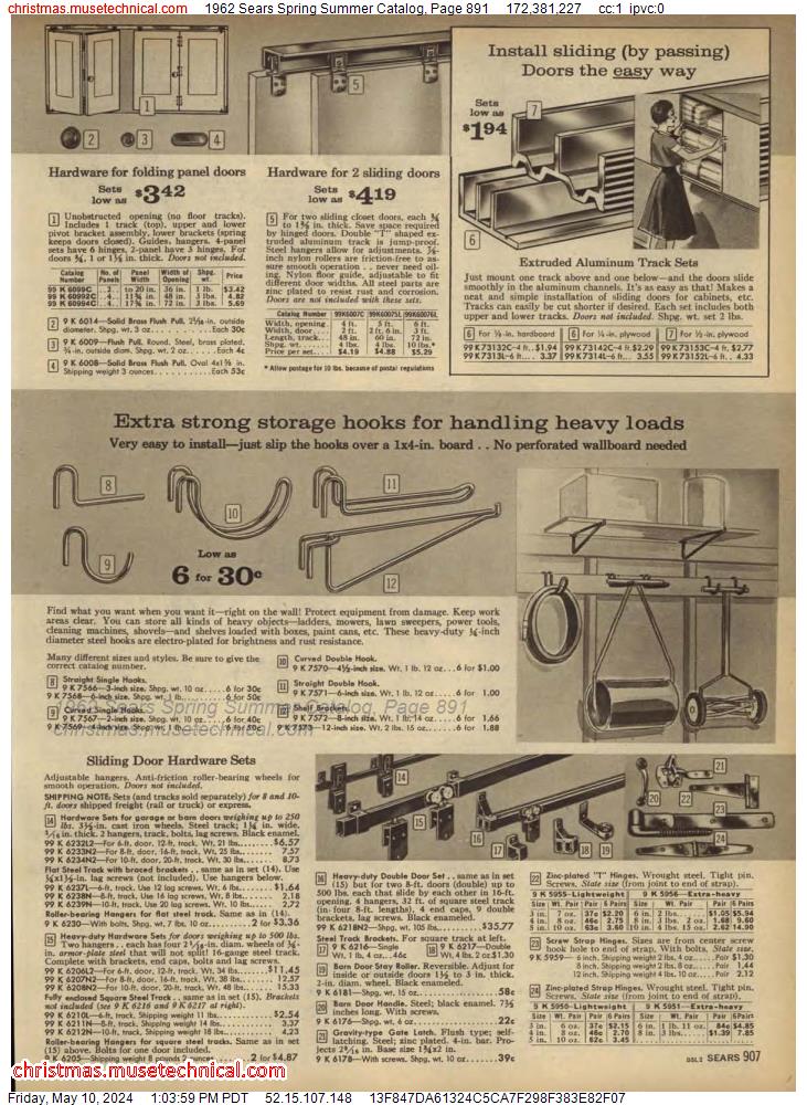 1962 Sears Spring Summer Catalog, Page 891