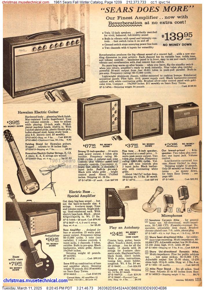 1961 Sears Fall Winter Catalog, Page 1209