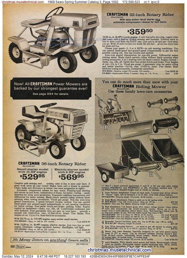 1968 Sears Spring Summer Catalog 2, Page 1002