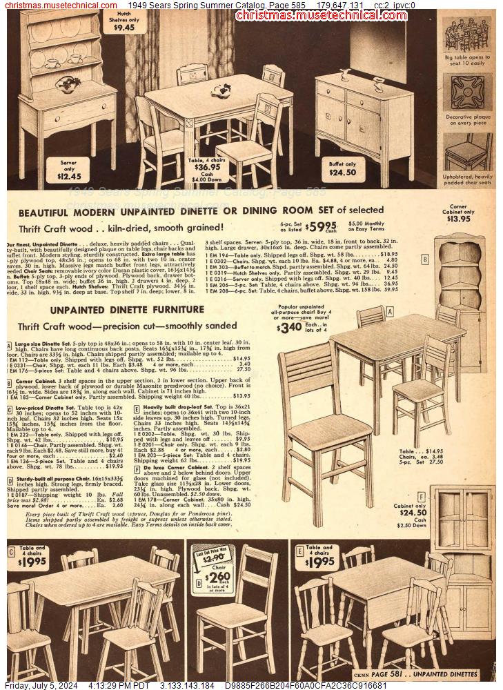 1949 Sears Spring Summer Catalog, Page 585