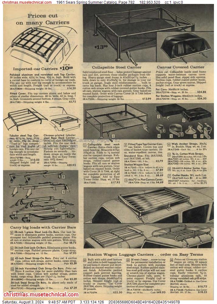 1961 Sears Spring Summer Catalog, Page 782