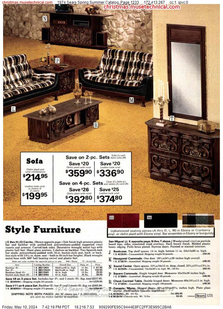 1974 Sears Spring Summer Catalog, Page 1233