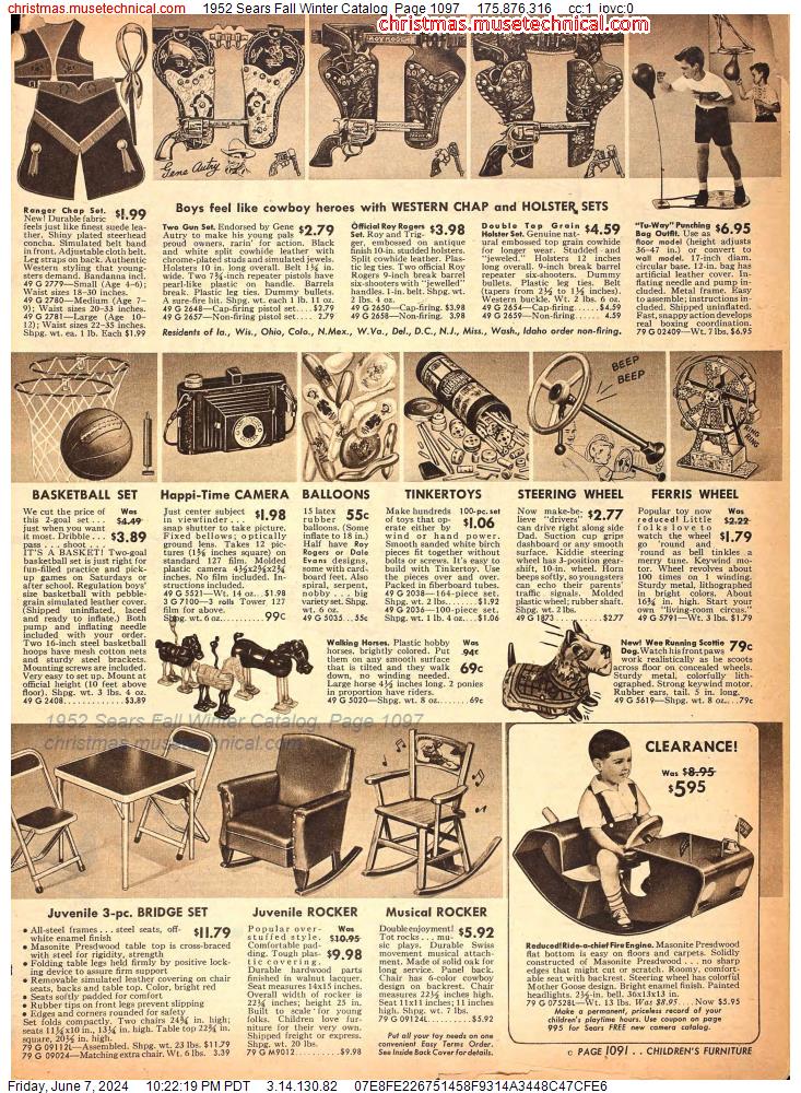 1952 Sears Fall Winter Catalog, Page 1097