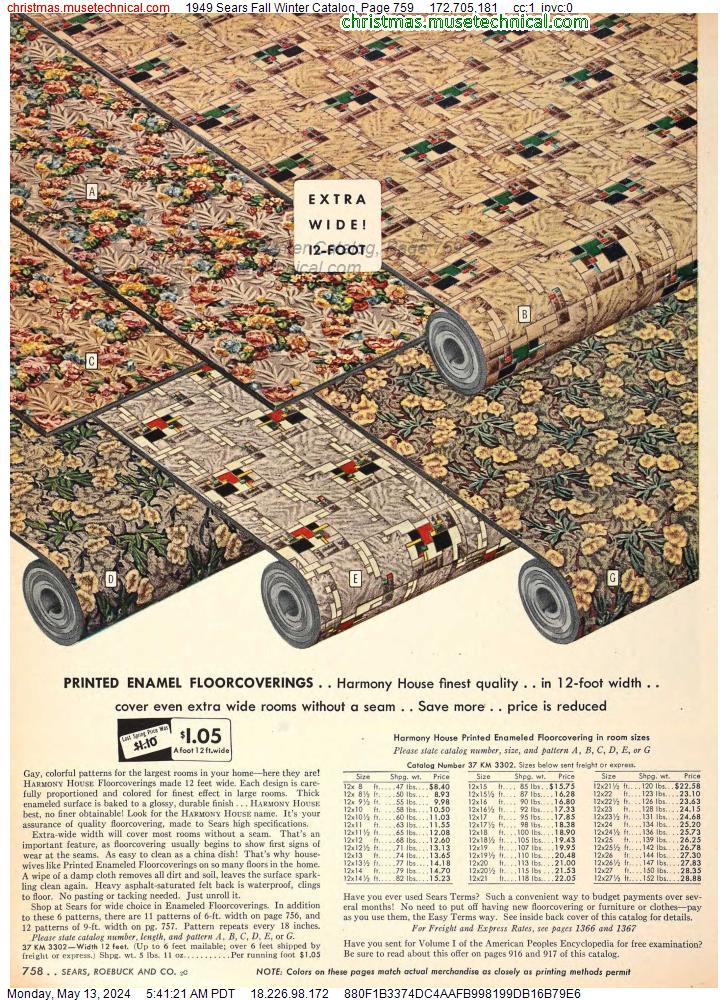 1949 Sears Fall Winter Catalog, Page 759