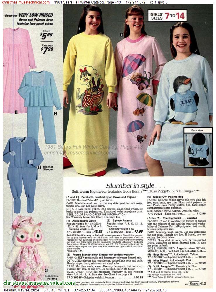 1981 Sears Fall Winter Catalog, Page 413