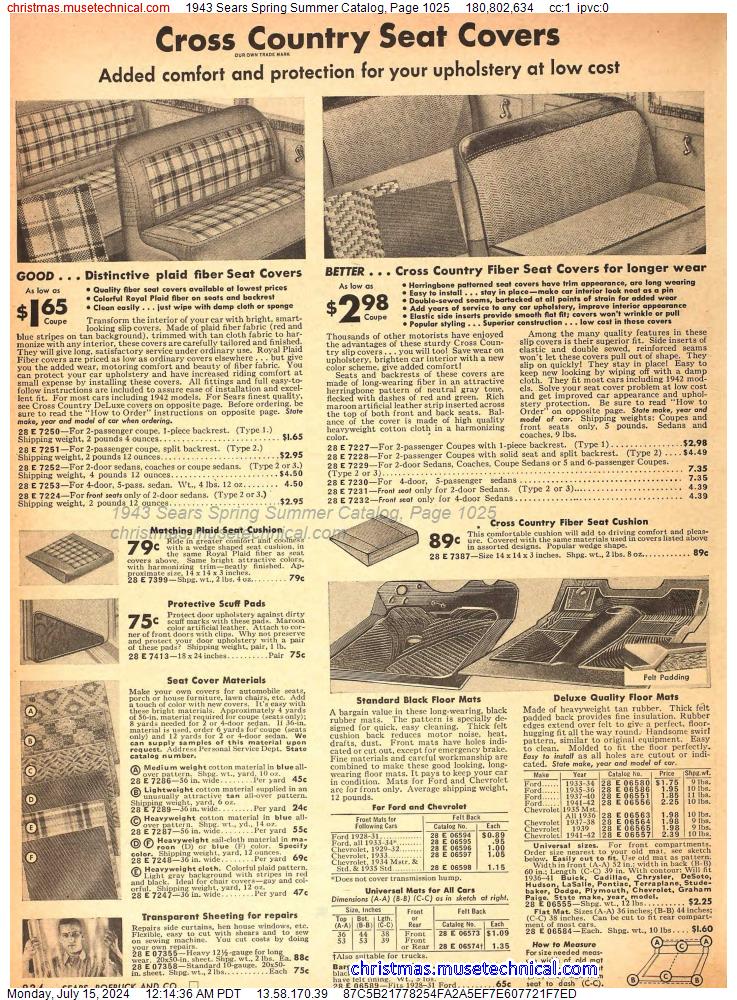 1943 Sears Spring Summer Catalog, Page 1025