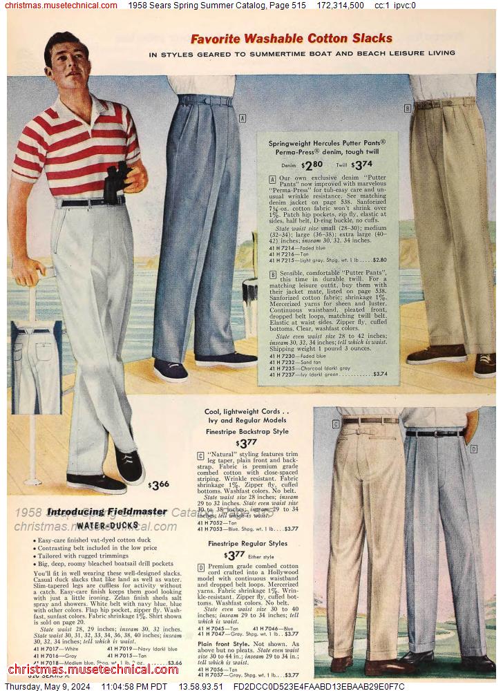 1958 Sears Spring Summer Catalog, Page 515