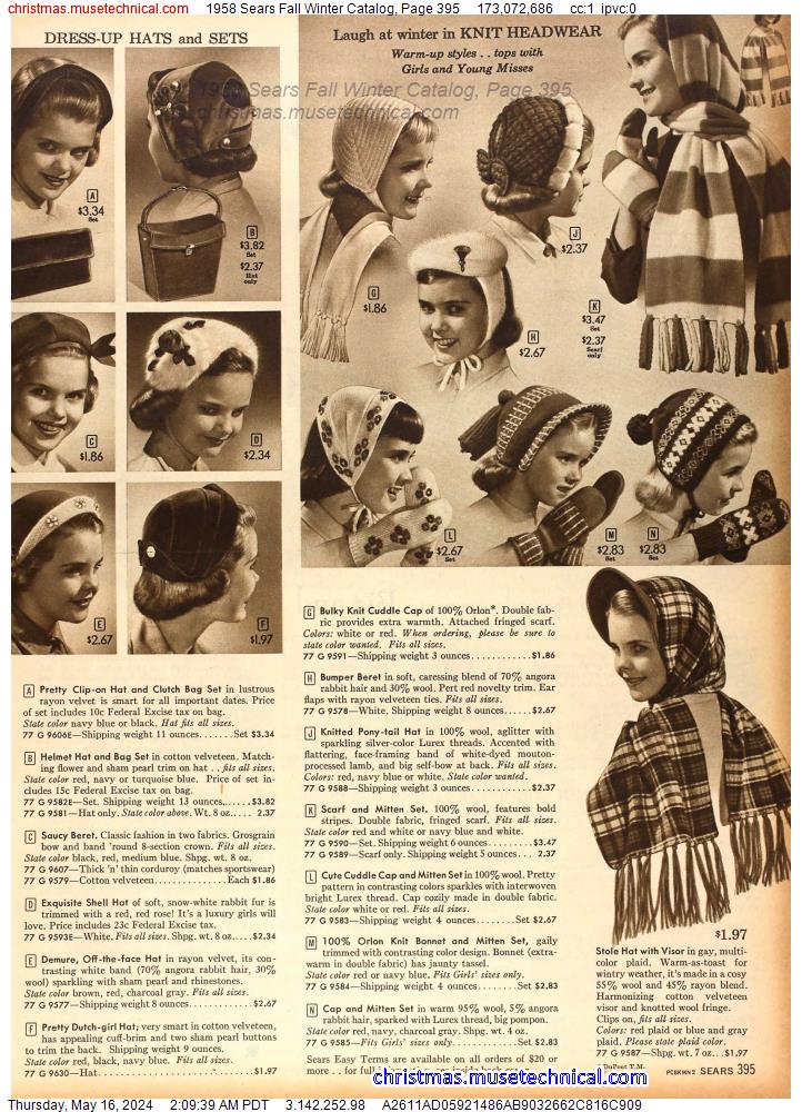 1958 Sears Fall Winter Catalog, Page 395