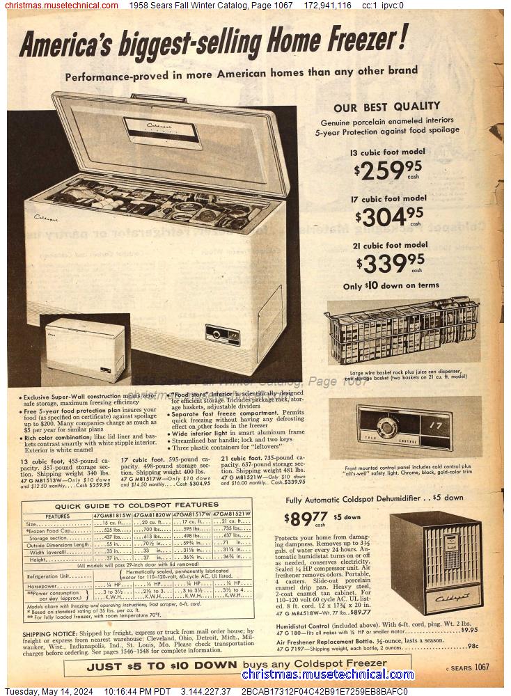 1958 Sears Fall Winter Catalog, Page 1067