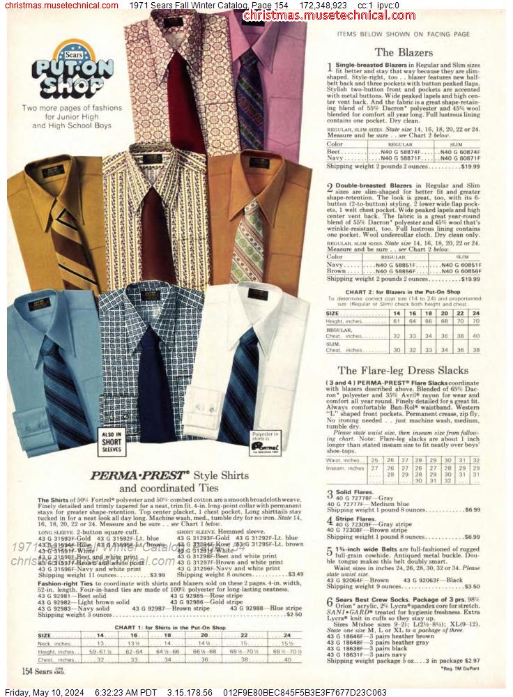 1971 Sears Fall Winter Catalog, Page 154