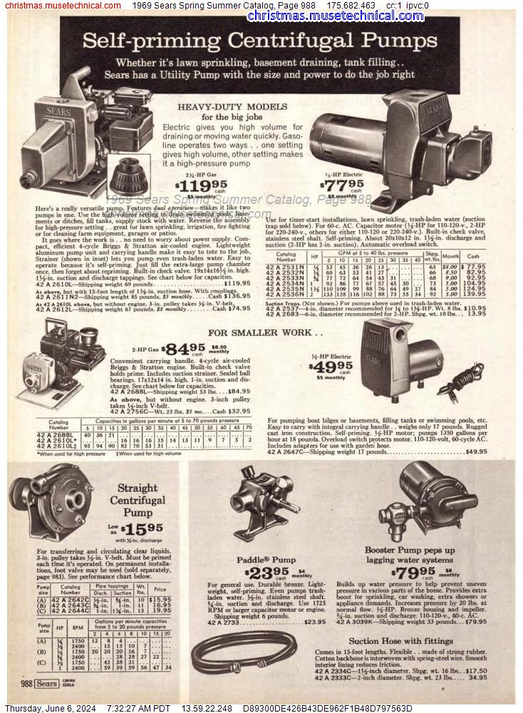 1969 Sears Spring Summer Catalog, Page 988