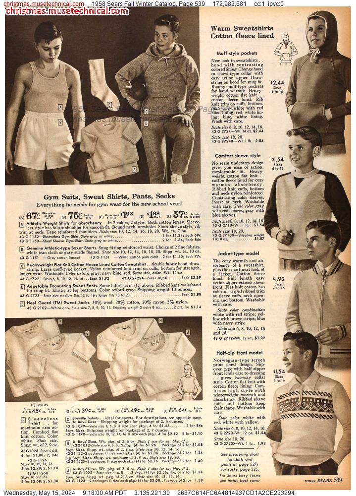 1958 Sears Fall Winter Catalog, Page 539