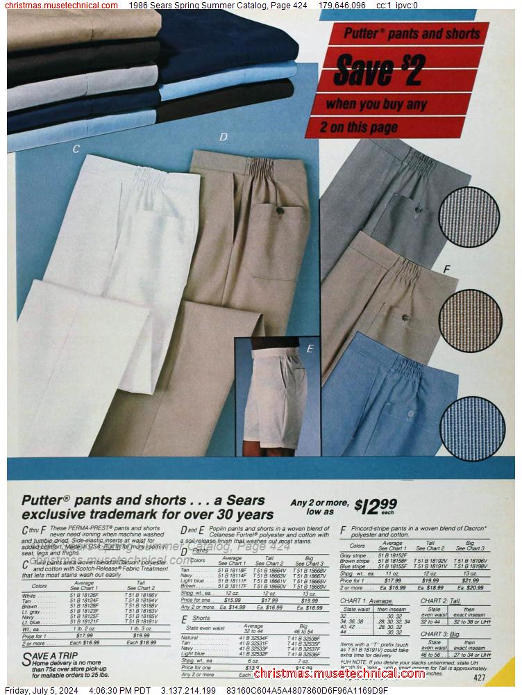 1986 Sears Spring Summer Catalog, Page 424