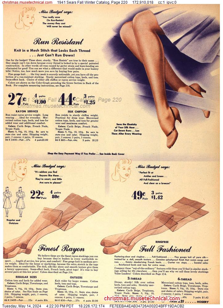 1941 Sears Fall Winter Catalog, Page 220