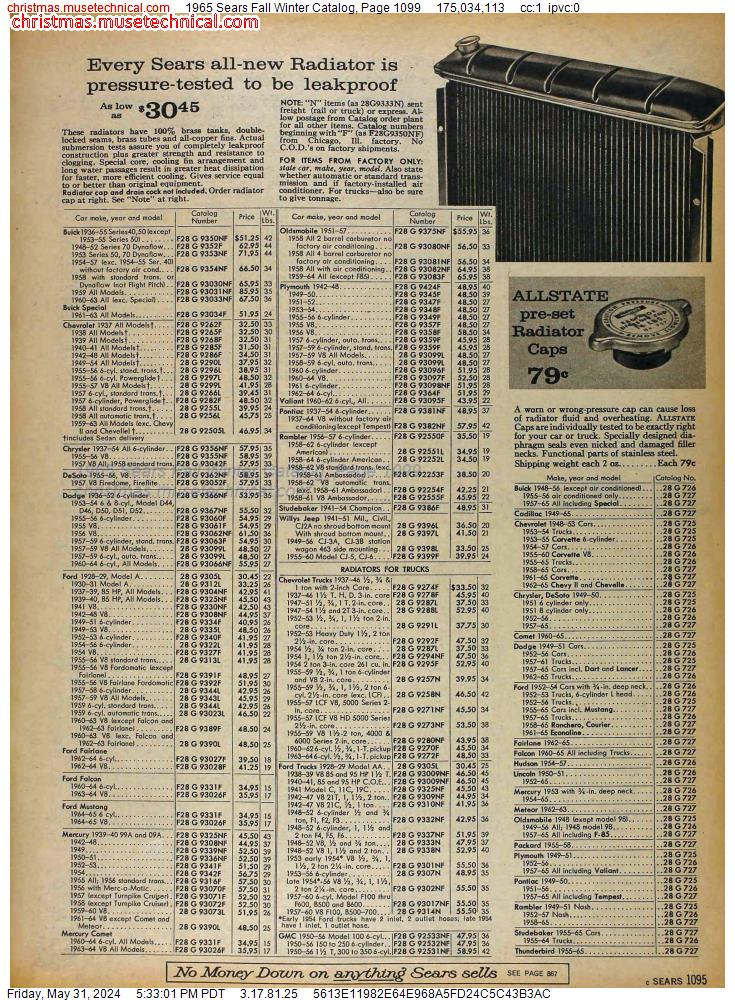 1965 Sears Fall Winter Catalog, Page 1099