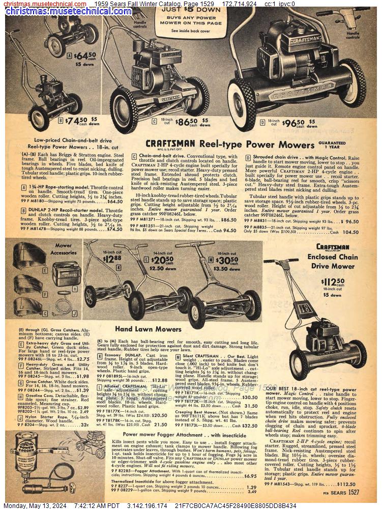 1959 Sears Fall Winter Catalog, Page 1529