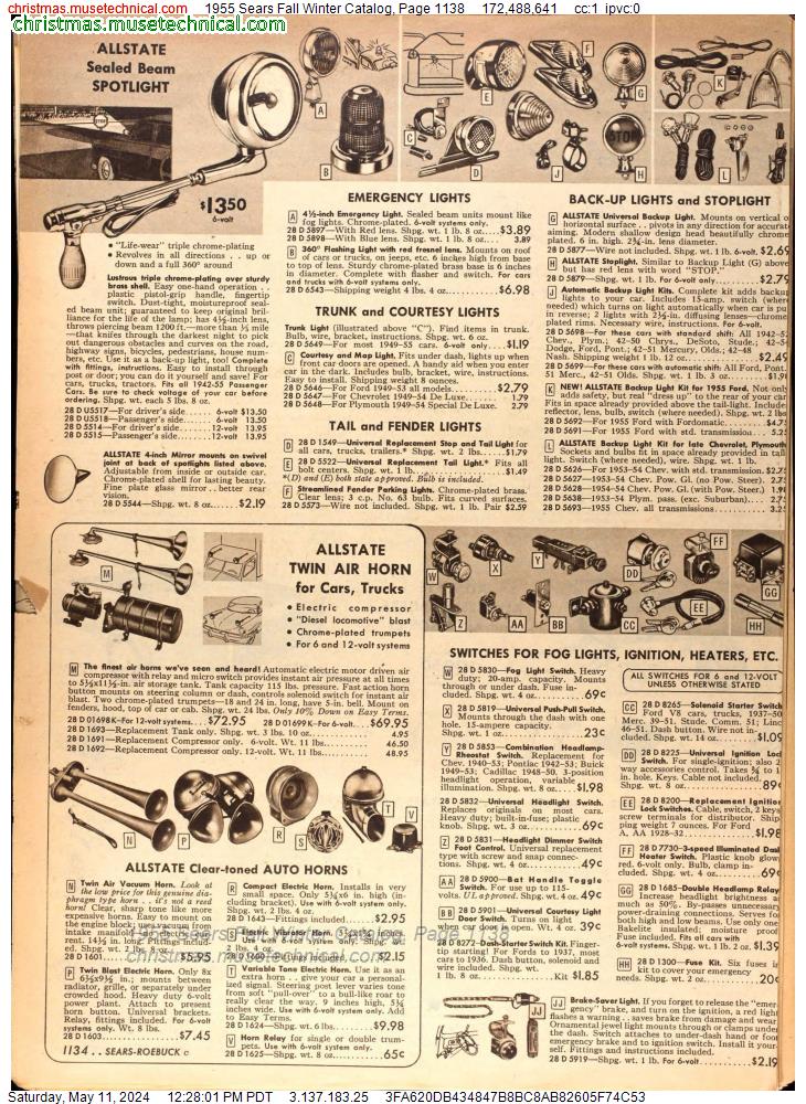 1955 Sears Fall Winter Catalog, Page 1138