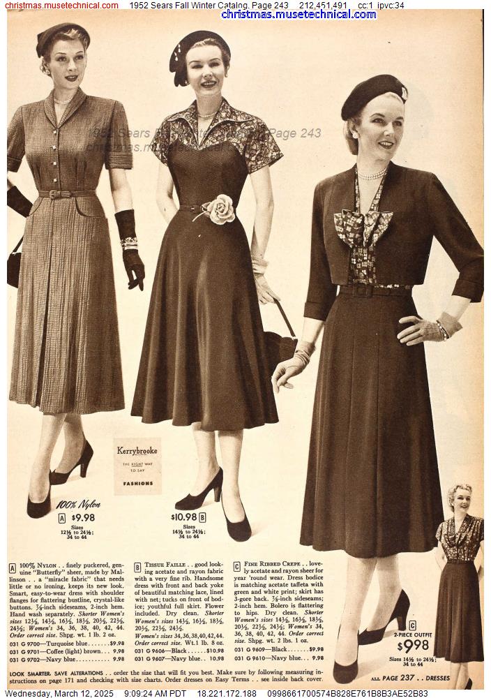 1952 Sears Fall Winter Catalog, Page 243