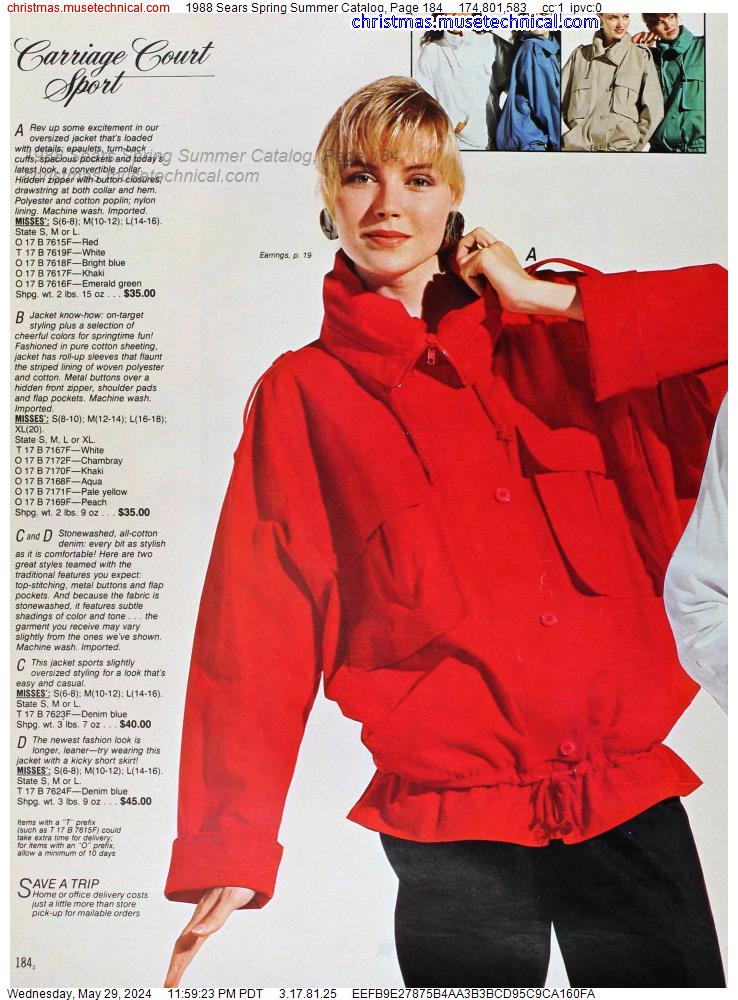 1988 Sears Spring Summer Catalog, Page 184