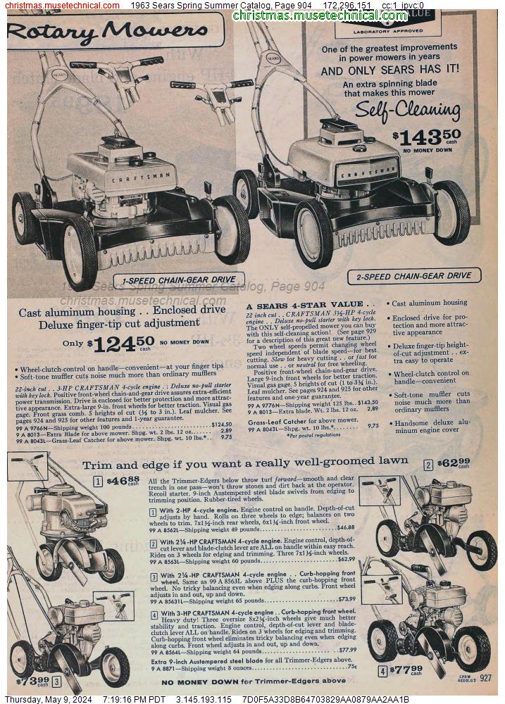 1963 Sears Spring Summer Catalog, Page 904