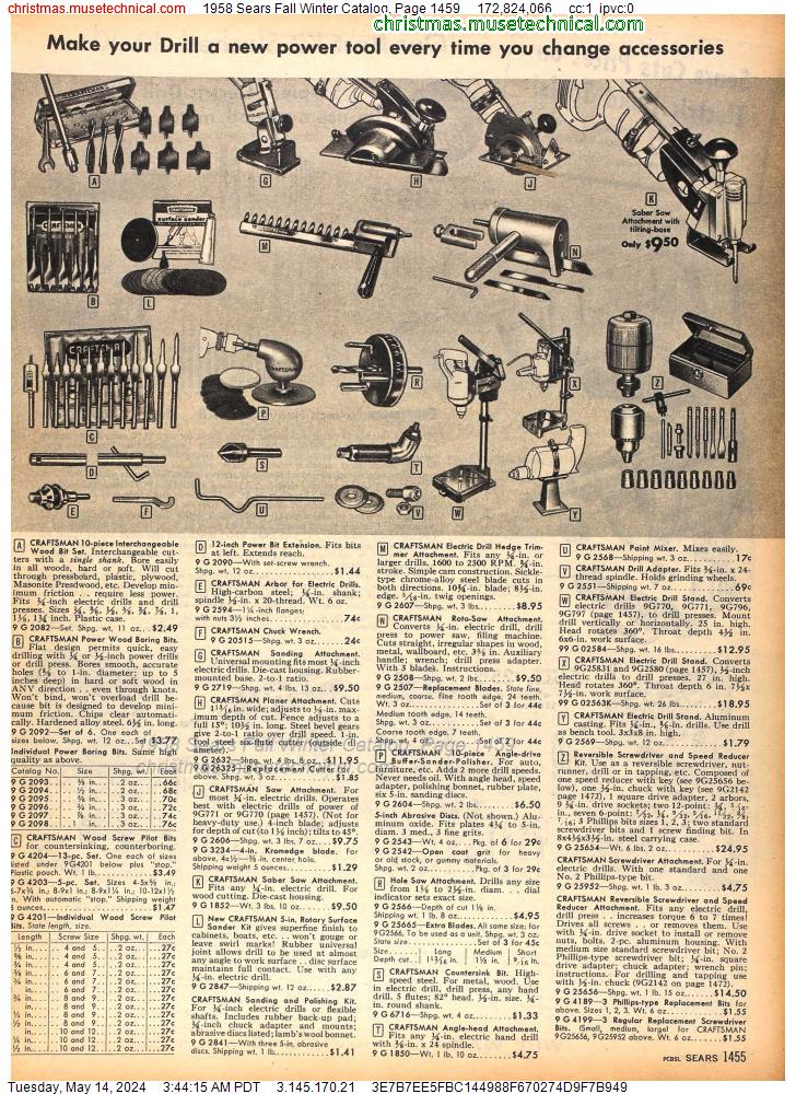 1958 Sears Fall Winter Catalog, Page 1459