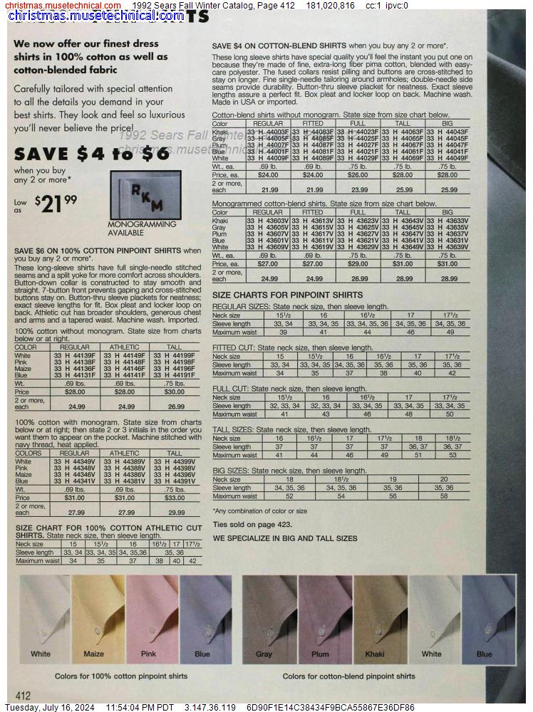 1992 Sears Fall Winter Catalog, Page 412