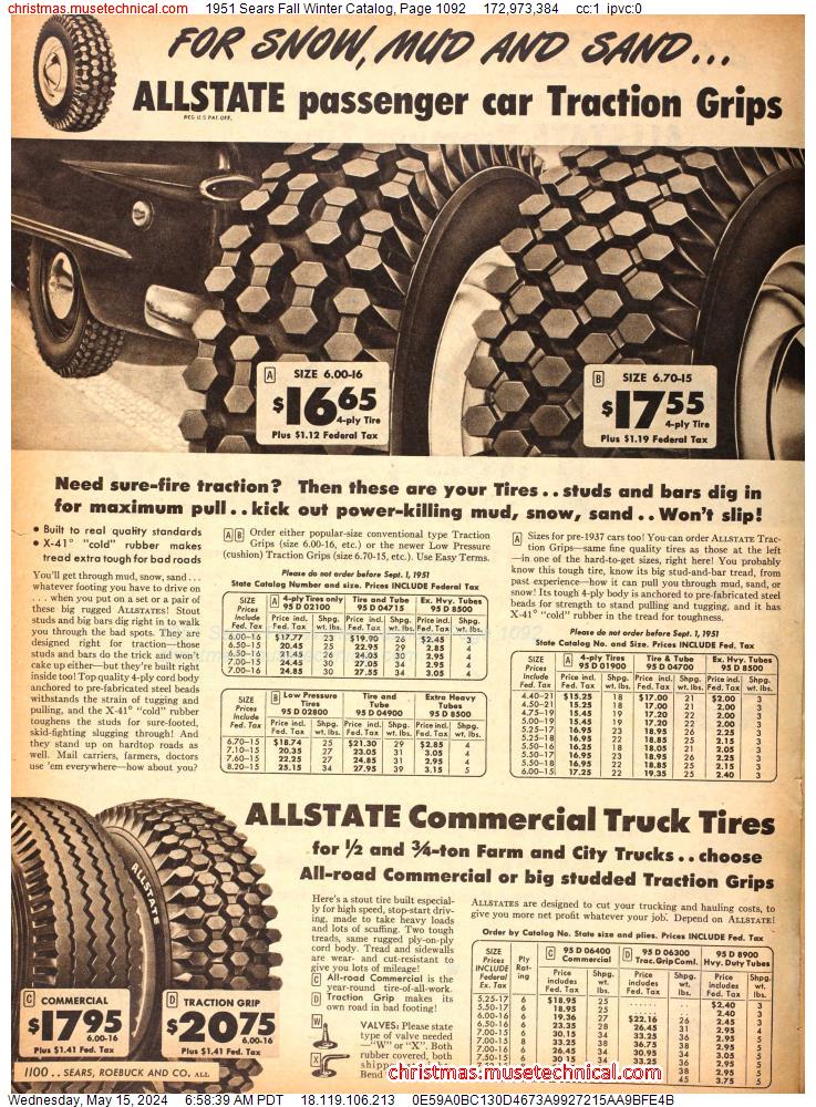 1951 Sears Fall Winter Catalog, Page 1092