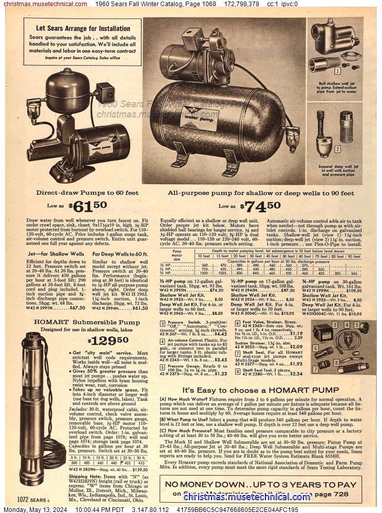 1960 Sears Fall Winter Catalog, Page 1068