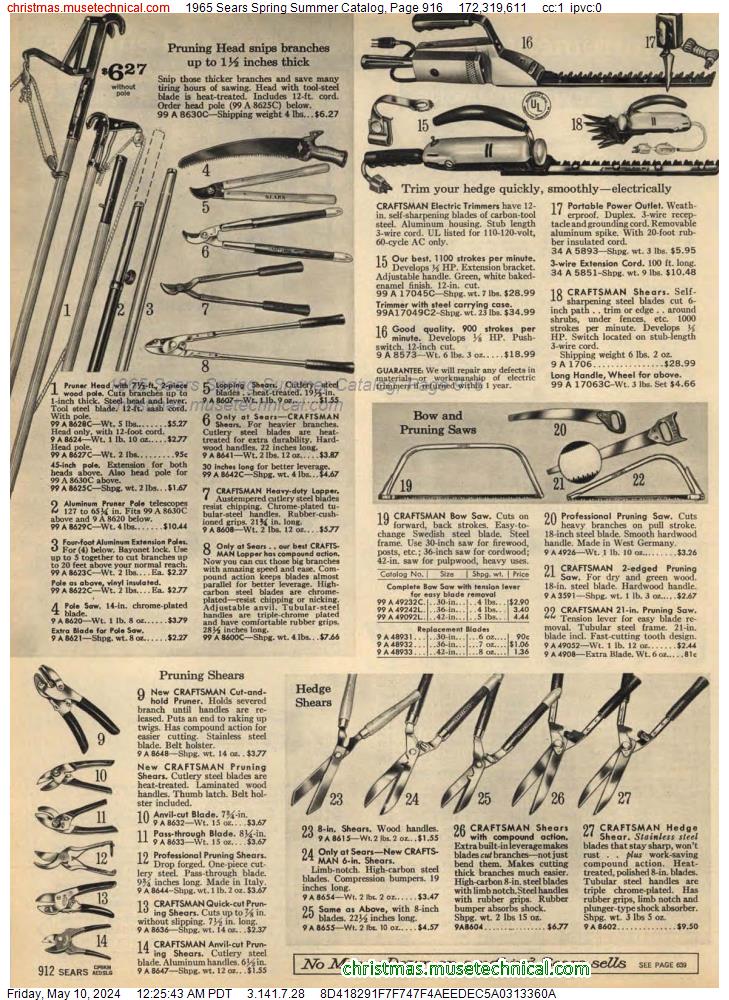 1965 Sears Spring Summer Catalog, Page 916