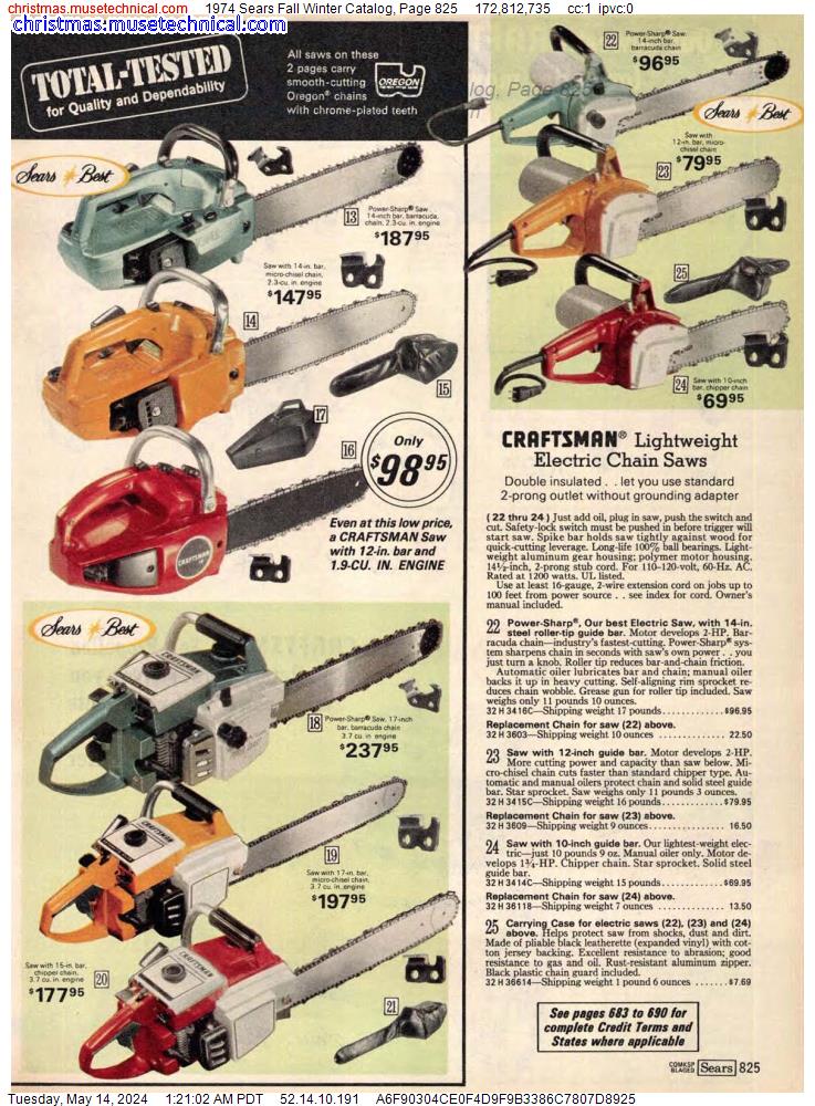 1974 Sears Fall Winter Catalog, Page 825