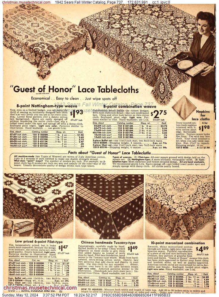 1942 Sears Fall Winter Catalog, Page 737