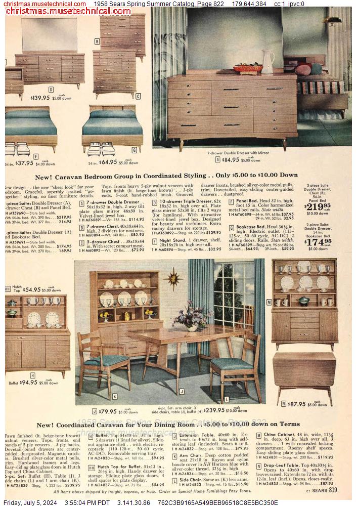 1958 Sears Spring Summer Catalog, Page 822