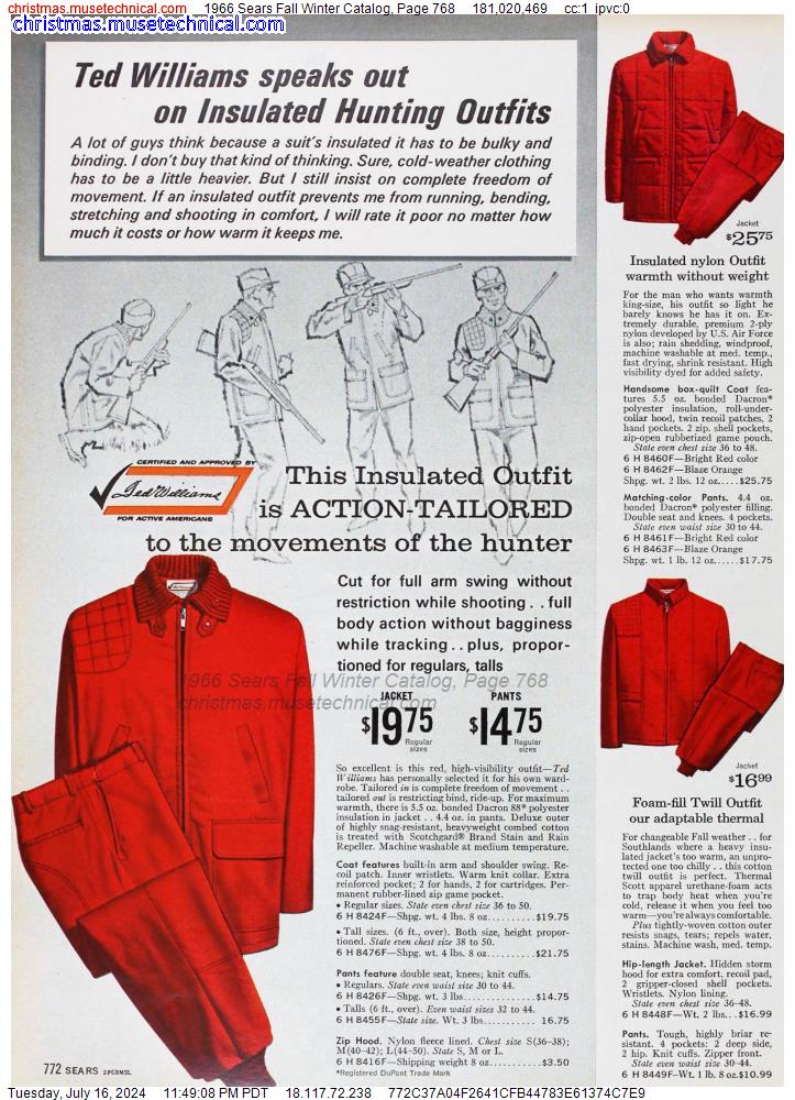 1966 Sears Fall Winter Catalog, Page 768