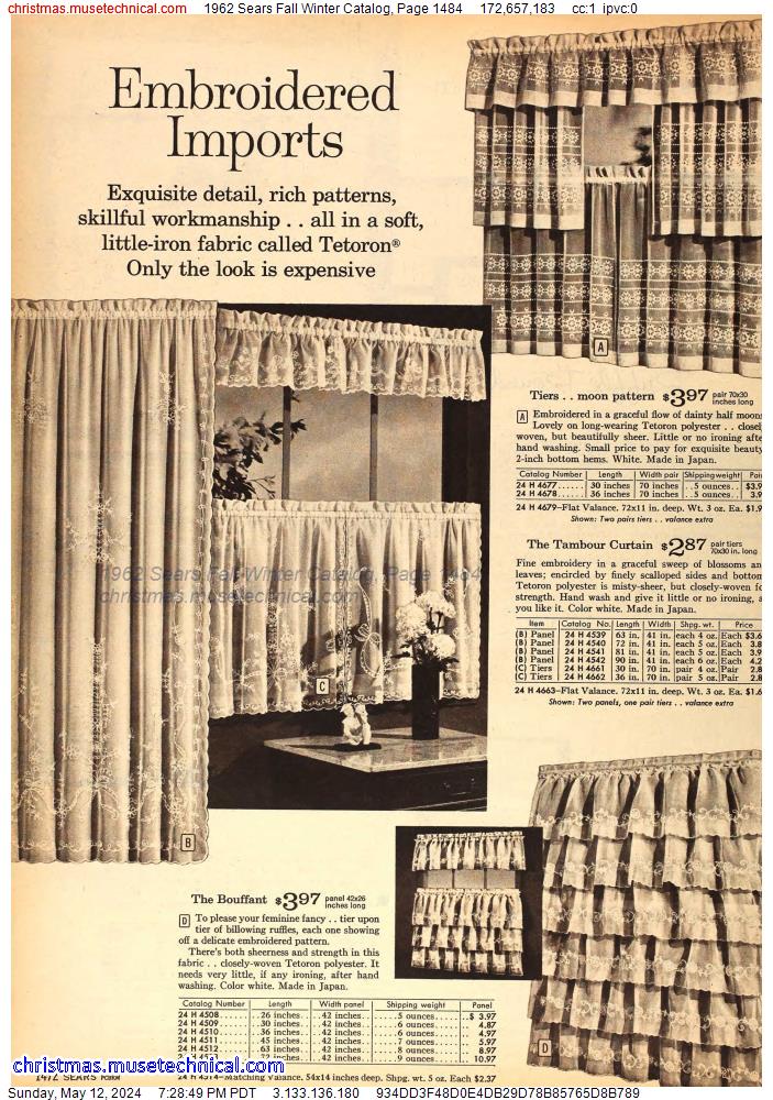1962 Sears Fall Winter Catalog, Page 1484